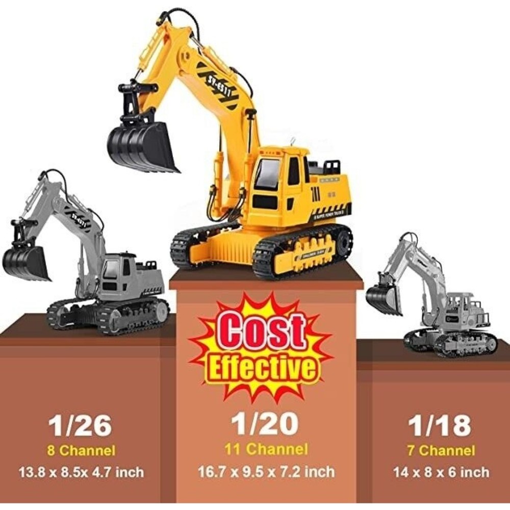 Remote Control Excavator RC Toy 120 RC Excavator Toy 3 Separate Motors Constr... - Picture 2 of 4